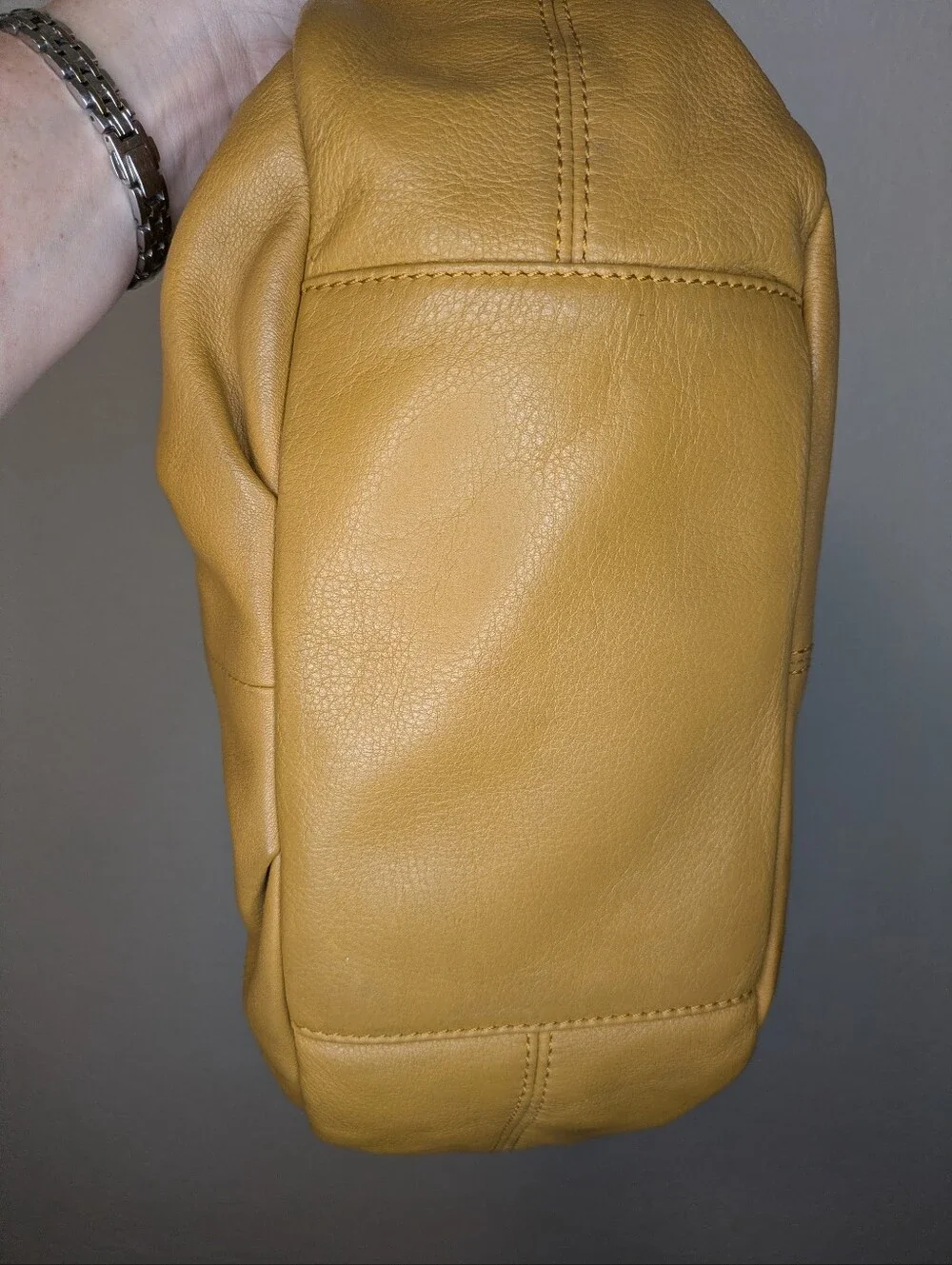 Authentic B. Makowsky Mustard Yellow Slouchy Leather Shoulder Bag